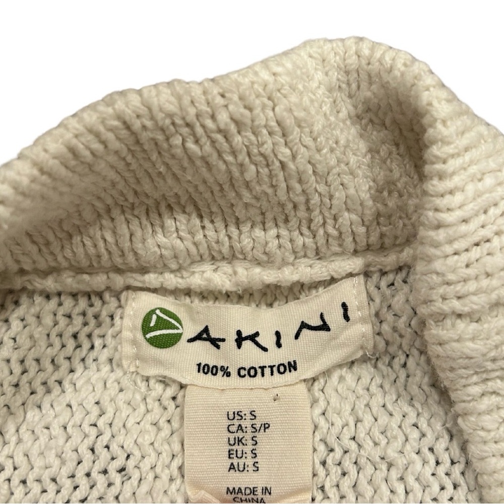 Dakini Snap Button Cotton Knit Cardigan Sweater | Off White | Size S - Picture 4 of 5